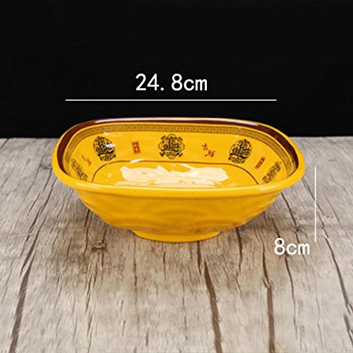 Cuenco de sopa Liuyu Cocina Inicio Cuenco de Pescado en conserva Porcelana de imitación Cuenco de Cara Cubertería de Restaurante Grande 1400ml (Color : Amarillo)