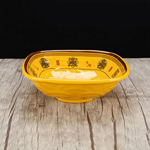 Cuenco de sopa Liuyu Cocina Inicio Cuenco de Pescado en conserva Porcelana de imitación Cuenco de Cara Cubertería de Restaurante Grande 1400ml (Color : Amarillo)