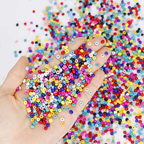 Cuentas de Colores 4 mm 15 Colores Perlas de Vidrio Perlas de Potro Mini Cuentas con Caja de Plástico para Hacer Joyas de Bricolaje Collares Pulseras Bijouterie Regalo para Niños 3500 Piezas