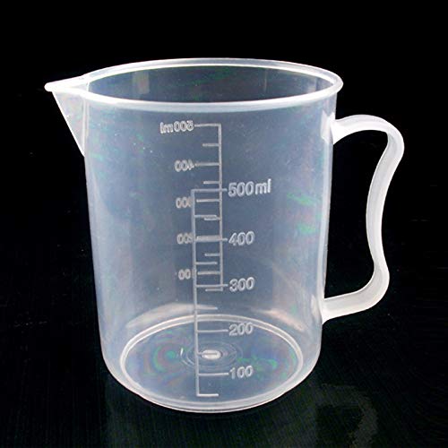 CVBF 10 piezas de 500 ml Sección delgada de plástico PP Frasco de medición digital Medida Escala Cilindro Copa de laboratorio de cristal Herramientas (transparente) (Color : Transparent)