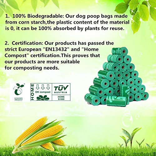 Cycluck 100% Biodegradables Bolsas de Basura Perros Extra Gruesa con Certificación Europea EN13432 Home Compost, Hecho de Almidón de Maíz (450 Bolsas, Verde)
