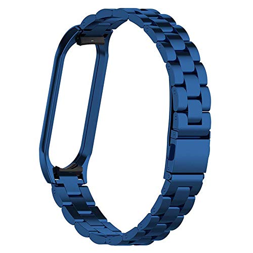 Cytech Correa para Xiaomi Band 4 / Mi Band 3, Acero Inoxidable Pulsera de Recambio Bracelet Metal Elegante Muñequera con Enlaces Herramienta de eliminación Extensibles (Azul)