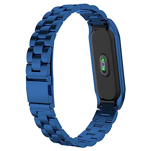 Cytech Correa para Xiaomi Band 4 / Mi Band 3, Acero Inoxidable Pulsera de Recambio Bracelet Metal Elegante Muñequera con Enlaces Herramienta de eliminación Extensibles (Azul)