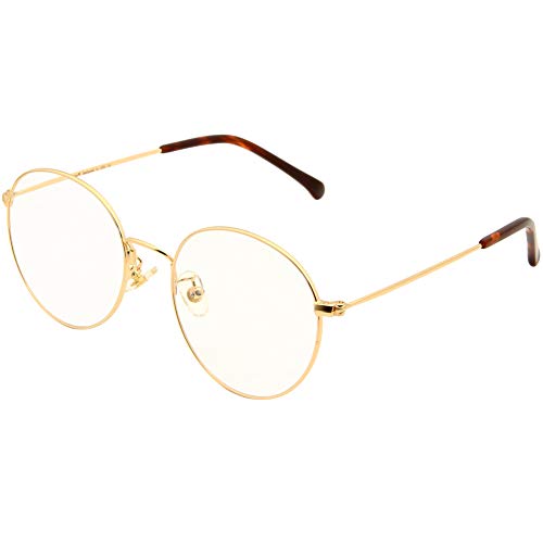 Cyxus Gafas Anti Luz Azul de Marco de metal Anti Tensión de Ojos [Mejor Sueño] (Lentes Transparentes) Unisexo (Hombres/Mujeres) (Oro)