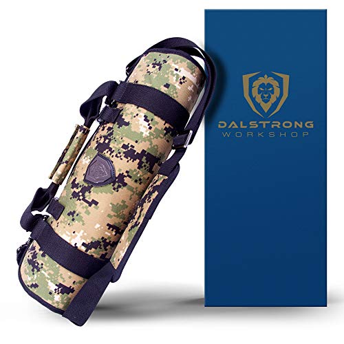 DALSTRONG – Ballistic Series rollo de cuchillos – Premium Ballistic Nylon & parte superior grano bolsa de cuero – 22 ranuras para cuchillos – Interior y trasero con cierre bolsillos