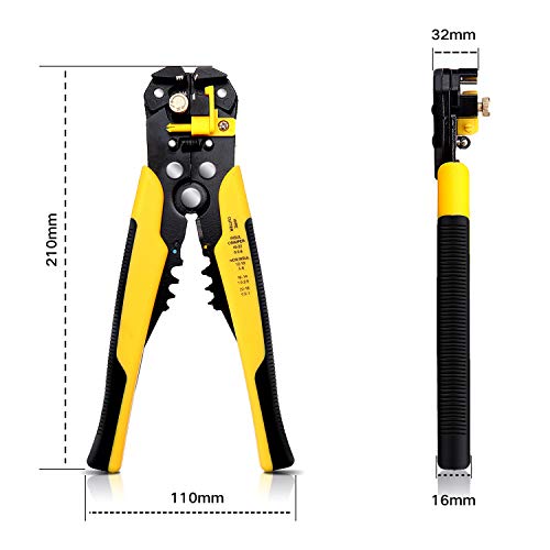 DANIU - Alicates Pelacables Automáticos y Alicates de Corte, incl. Cortador de Alambre/para Cables con Diámetro de 0.2 a 6 mm², Herramienta de Crimpado Alicates para Pelar Cables