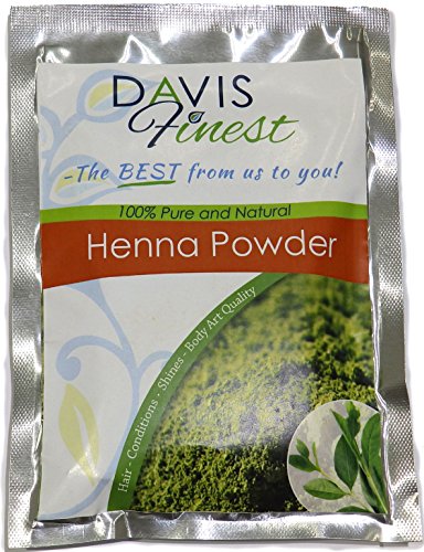 Davis Finest Henna en polvo, pura, natural, hojas, tinte para el pelo, sin PPD ni amoniaco, acondicionador, brillo para un cabello espectacular y un cuero cabelludo saludable y sin caspa, 100 g