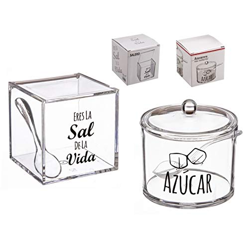 D,casa - Salero y azucarero de Cocina Original acrilico diseño Frase LA Sal DE MI Vida Y Momentos Dulces