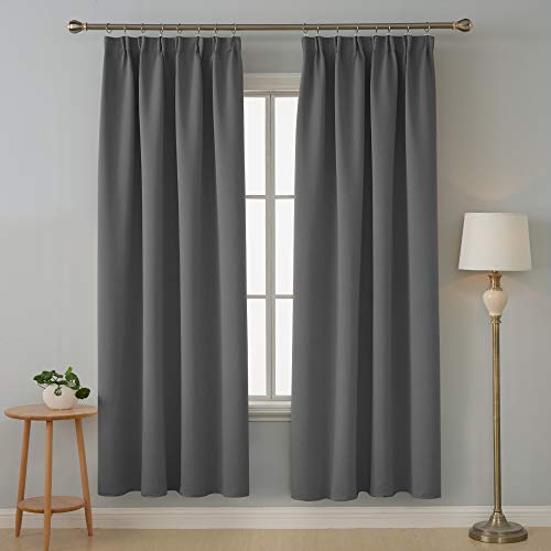 Deconovo Cortina Opaca Térmica Aislante y Ruido Reducción 140 X 175 CM Gris Oscuro 2 Piezas