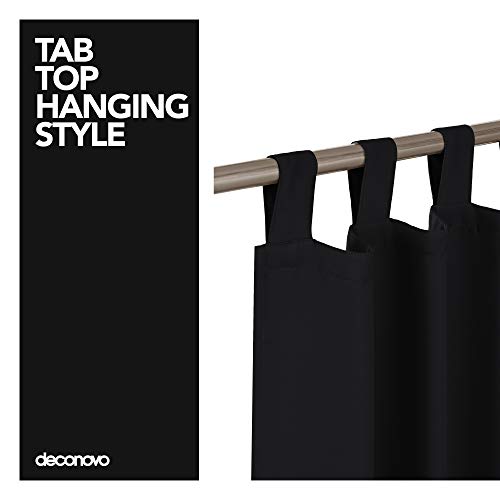 Deconovo Cortinas Opacas con Aislamiento Térmico para Sala de Estar Oficina Hotel Ventanas con Trabillas 2 Paneles 140 x 245 cm Negro