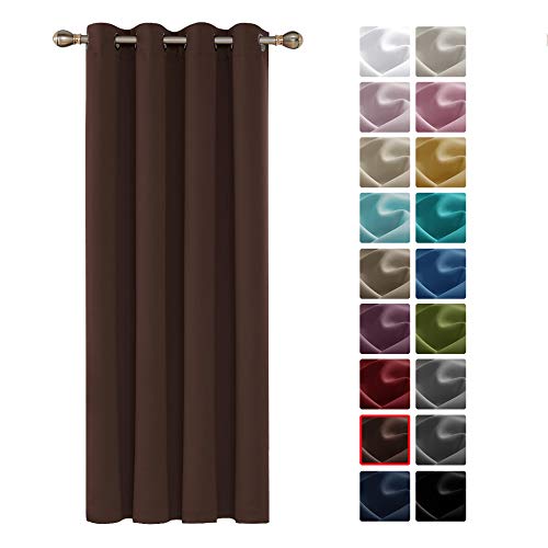 Deconovo Cortinas Salon Opacas con Aislamiento Térmico para Habitación 1 Pieza con Ojales 140 x 240 cm Chocolate