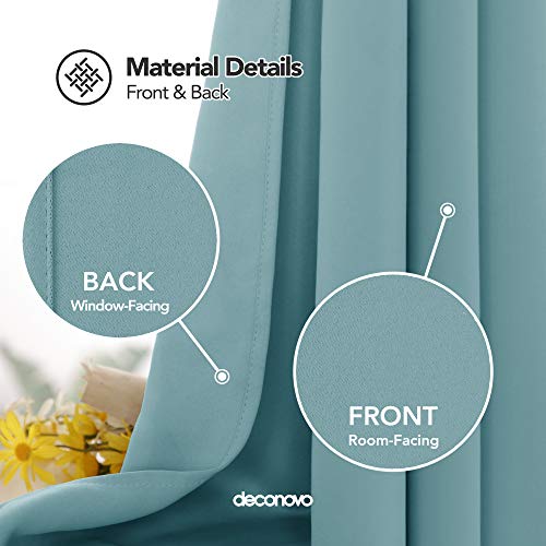 Deconovo Cortinas Térmicas Aislantes Luz Decoración para Ventanas de Habitación Moderna 1 Pieza con Ojales 140 x 260 cm Azul Cielo