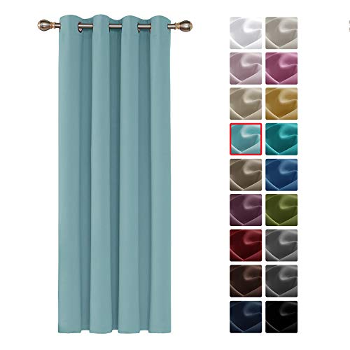 Deconovo Cortinas Térmicas Aislantes Luz Decoración para Ventanas de Habitación Moderna 1 Pieza con Ojales 140 x 260 cm Azul Cielo