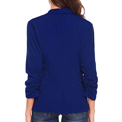 DEELIN La Moda De La Mujer Profesional OL Estilo De Tres Mangas Blazer Elegante Delgada Chaqueta De Cuello Blanco (XL, Azul)