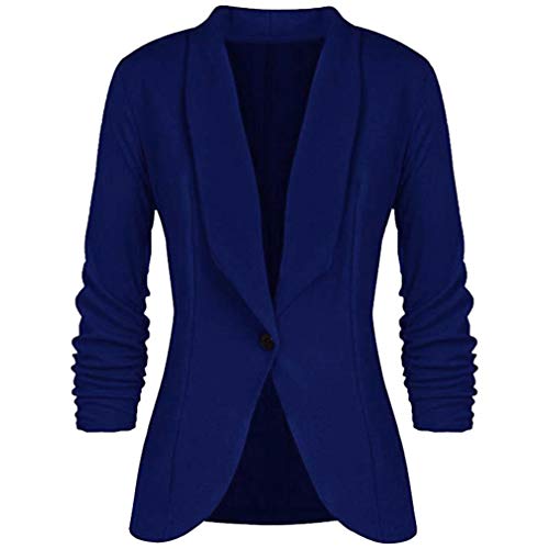 DEELIN La Moda De La Mujer Profesional OL Estilo De Tres Mangas Blazer Elegante Delgada Chaqueta De Cuello Blanco (XL, Azul)