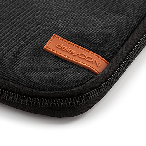 deleyCON Funda de Protección para Notebooks y Ordenadores Portátiles de 17,3" Pulgadas (43,94cm) Nylon + 2 Bolsillos para Accesorios - Negro