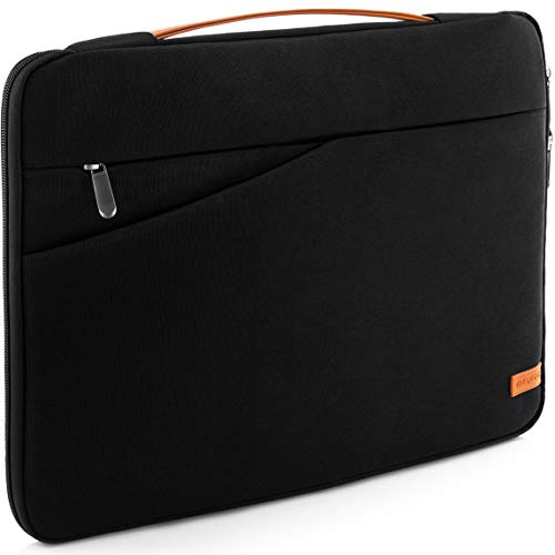 deleyCON Funda de Protección para Notebooks y Ordenadores Portátiles de 17,3" Pulgadas (43,94cm) Nylon + 2 Bolsillos para Accesorios - Negro