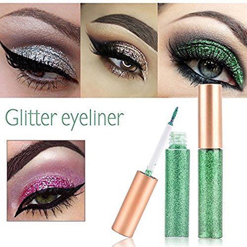 Delineadore de Ojos Purpurina Eyeliner, MS.DEAR 10 Colores Eyeliner Glitter Liquid Sombra, Impermeable Eyeliner Shimmer Pigmento Lápiz de Color Metalizado Líquido Glitter Eyeliner