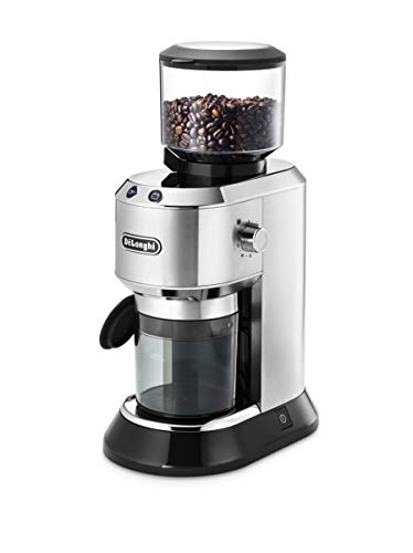 De'Longhi KG 520.M Molinillo de café eléctrico con con manejo manual, 2 teclas de control, 150 W, 14 tazas, plata