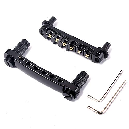 DERKOLY Metal Roller Saddle Bridge piezas de repuesto para Epiphone/Gibson LP Guitarra Eléctrica Negro