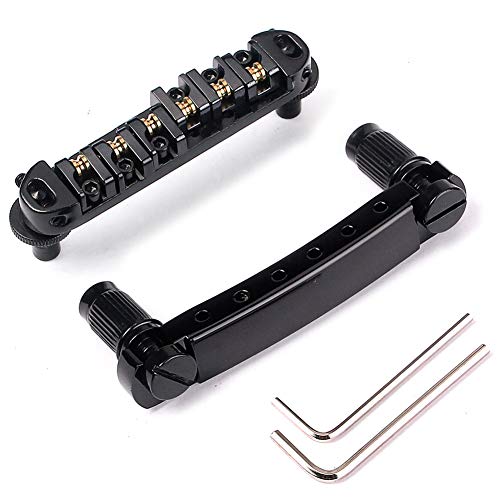 DERKOLY Metal Roller Saddle Bridge piezas de repuesto para Epiphone/Gibson LP Guitarra Eléctrica Negro