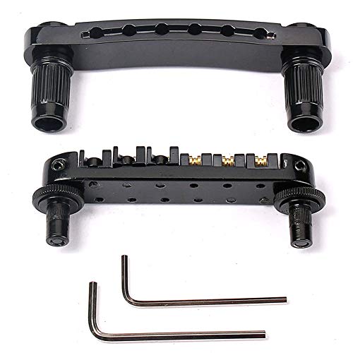 DERKOLY Metal Roller Saddle Bridge piezas de repuesto para Epiphone/Gibson LP Guitarra Eléctrica Negro