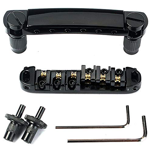 DERKOLY Metal Roller Saddle Bridge piezas de repuesto para Epiphone/Gibson LP Guitarra Eléctrica Negro