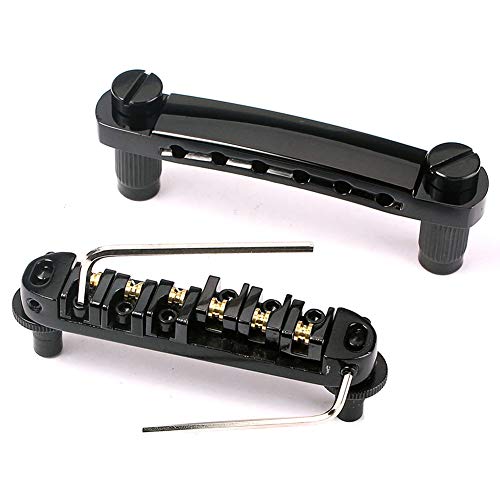 DERKOLY Metal Roller Saddle Bridge piezas de repuesto para Epiphone/Gibson LP Guitarra Eléctrica Negro