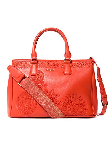 Desigual - Bag Dark Amber Cabo Women, Carteras de mano con asa Mujer, Rojo (Carmin), 15.3x23.3x33.8 cm (B x H T)