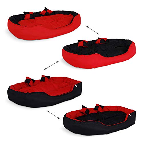 Dibea DB001, Cama para Perros (en Tejido Oxford) (110x80x23 cm, Dimensiones Exteriores, Rojo/Negro)