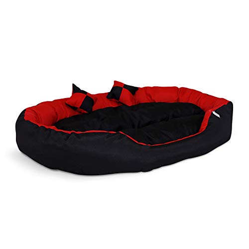 Dibea DB001, Cama para Perros (en Tejido Oxford) (110x80x23 cm, Dimensiones Exteriores, Rojo/Negro)