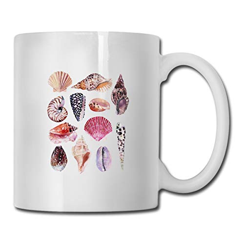 Dibujo acuarela pintura arte naturaleza Illustratio concha playa Aafc 11 Gu Secretario Man Woman taza de café divertida