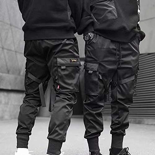 diirm Pantalones Cargo para Hombre Cintas Harem Joggers Pantalones de Hip Hop Harajuku Pantalones Deportivos