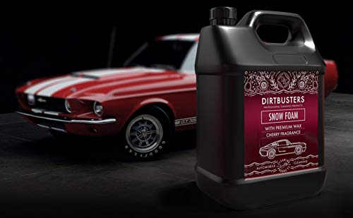 Dirtbusters Jabón Líquido Espumoso de Prelavado Snow Foam para Coches. Producto Altamente Espumante. Seguro, No Tóxico con Tratamiento de Polímeros. Acabado Profesional. Aroma a Cereza. 5 litros