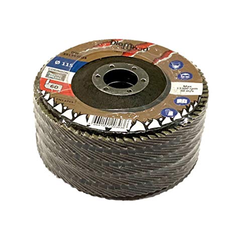 Discos láminas cónicos 115 mm - Corindón grano 60 para metal y madera - juego de 5 unidades