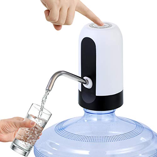 Dispensador de Bomba de Agua Bomba de Agua Potable Automática Bomba de Agua de Carga USB Portátil Botón Dispensador Batería Recargable en el Interior (Blanco)