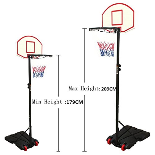 Display4top réglable 179–209 cm – Panier de basket-ball Portable Système de filet sur roues