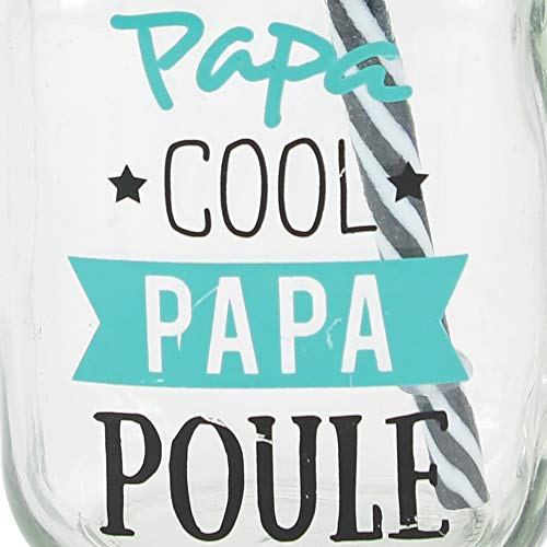 DITES LE AVEC DES MOTS CMFY7553 MUG C/Tapa Y Pajita Papa Cool, Cristal, Transparente y Negro