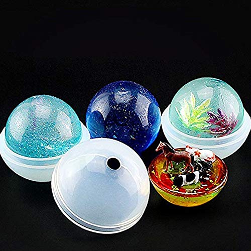 DIY Sphere Molde de silicona redondo para resina epoxi joyería hacer vela cera casera jabón DIY plástico bomba de baño molde 5 diferentes tamaños de bolas de hielo