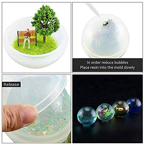 DIY Sphere Molde de silicona redondo para resina epoxi joyería hacer vela cera casera jabón DIY plástico bomba de baño molde 5 diferentes tamaños de bolas de hielo