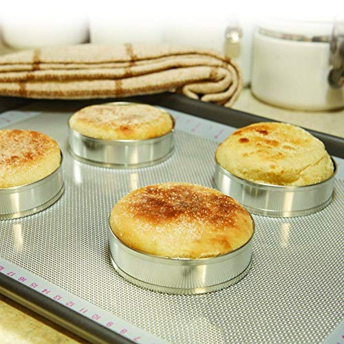 Dkhsy - Molde redondo de acero inoxidable para hornear pan, hamburguesas y pan, 9,5 x 9,5 x 2,5 cm, 4 unidades 4 piezas plata