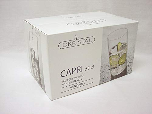 Dkristal Capri Vaso para Combinados, 0.65 L, Cristal, 7.8x7.8x14 cm, 6 Unidades