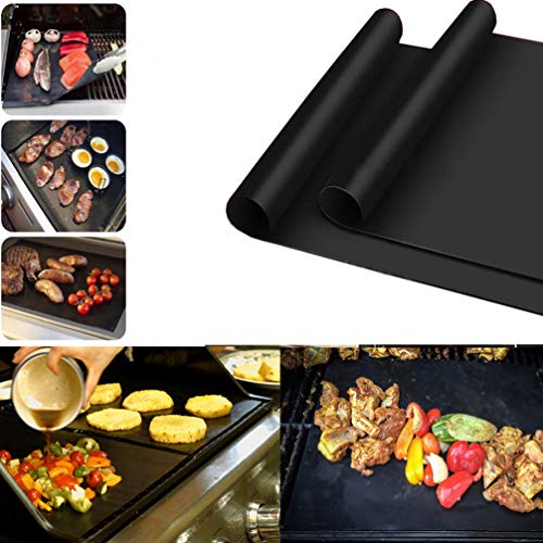 DOITOOL 4 Unidades BBQ Grillmatte Gasgrill Antihaft Grillmatten para carbón Vegetal 40 x 33 cm mejilla Grillmatten para Grill & Backofe Reutilizables (Negro)