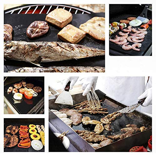 DOITOOL 4 Unidades BBQ Grillmatte Gasgrill Antihaft Grillmatten para carbón Vegetal 40 x 33 cm mejilla Grillmatten para Grill & Backofe Reutilizables (Negro)