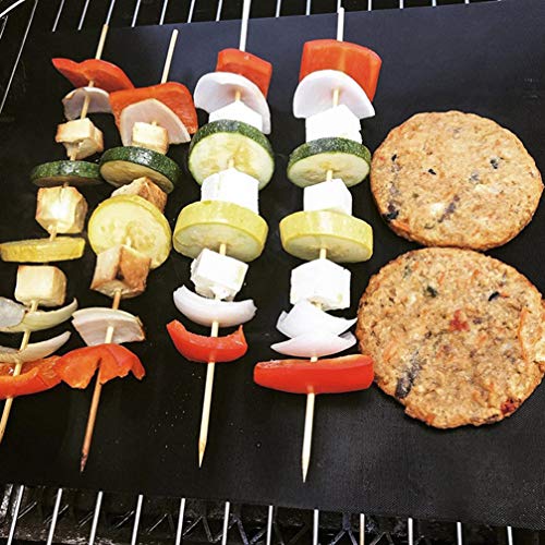 DOITOOL 4 Unidades BBQ Grillmatte Gasgrill Antihaft Grillmatten para carbón Vegetal 40 x 33 cm mejilla Grillmatten para Grill & Backofe Reutilizables (Negro)