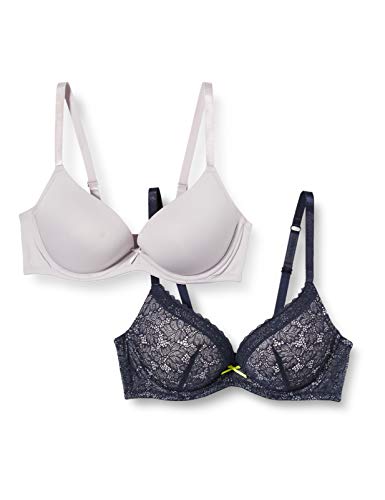 Dorina Ozone-2pp D01803x Sujetadores Push up, Azul (Ink/Grey X33), 85D (Talla del Fabricante: 85) (Pack de 2) para Mujer