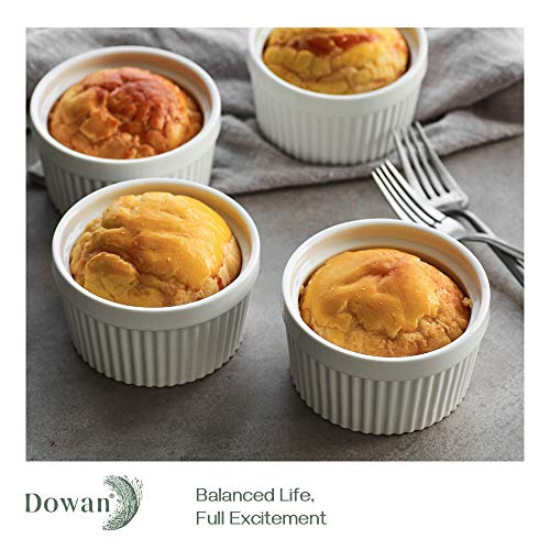 Dowan - 236ml Ramequines de porcelana para soufflé, crema Brulee, estilo clásico para hornear, juego de 6