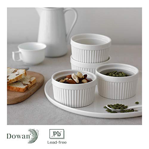 Dowan - 236ml Ramequines de porcelana para soufflé, crema Brulee, estilo clásico para hornear, juego de 6