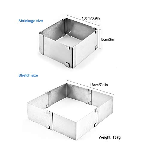 Dowoa Molde para Pasteles Rectangular, Marco Extensible para Hornear Herramientas de cocción de Cocina sin Fondo, Resistentes al Calor y fáciles de Limpiar 100 a Prueba de Herrumbre