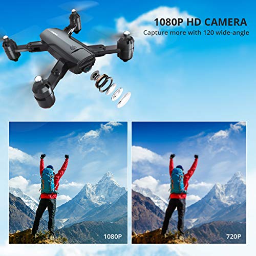 Dragon Touch Drone Plegable GPS con Cámara 1080P HD Avión con WiFi FPV Control Remoto Modo sin Cabeza RC Quadcopter Drone para Niños Principiantes Adultos